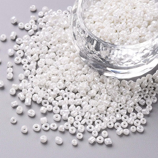 

PandaHall 12/0 Glass Seed Beads, Opaque Colors Lustered, Round, Round Hole, White, 12/0, 2mm, Hole: 1mm, about 3333pcs/50g, 50g/bag...