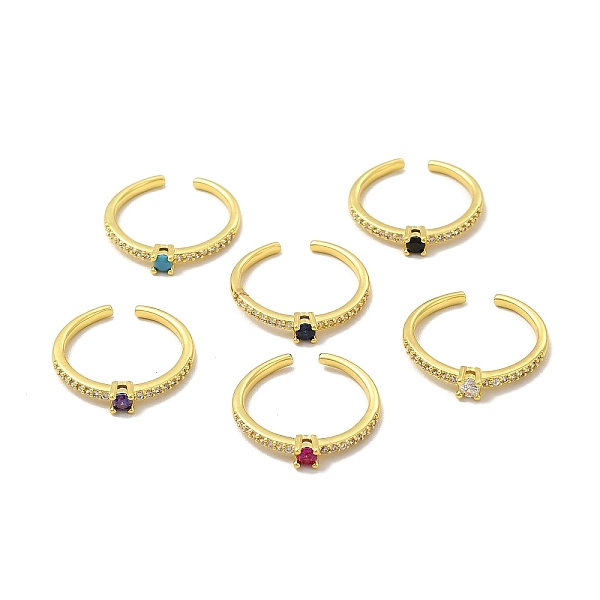 

PandaHall Cubic Zirconia Open Cuff Ring, Rack Plating Real 18K Gold Plated Brass Jewelry for Women, Lead Free & Cadmium Free, Mixed Color..., Multicolor