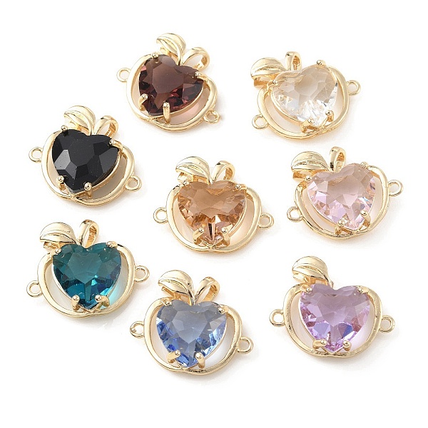 

PandaHall Brass K9 Glass Connector Charms, Light Gold Tone Apple Links, Mixed Color, 18x22x8mm, Hole: 1.5mm Brass+Glass Apple Multicolor