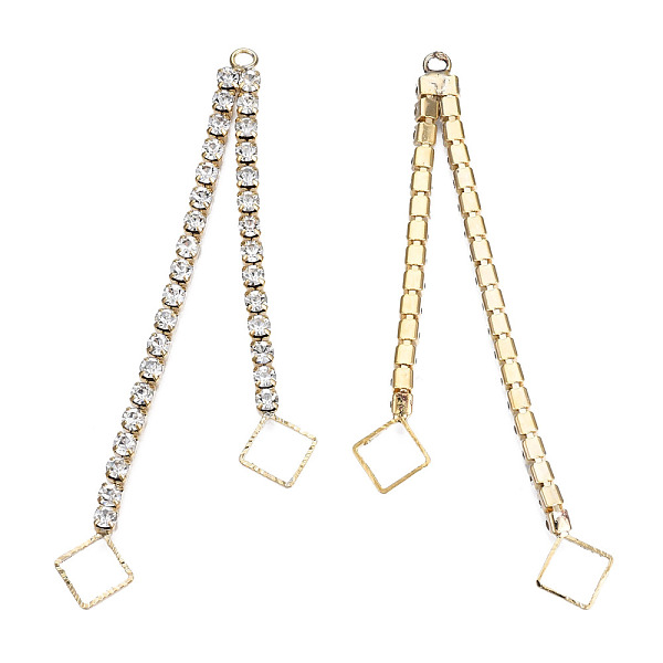 

PandaHall Brass Pave Crystal Rhinestone Chain with Rhombus Big Pendants, Cadmium Free & Nickel Free & Lead Free, Real 18K Gold Plated..., Clear