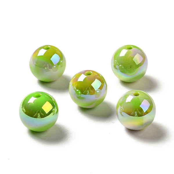 

PandaHall UV Plating Opaque Rainbow Iridescent Acrylic Beads, Round, Lime Green, 16.5~17.5x17~18mm, Hole: 2.7mm Acrylic Round Green