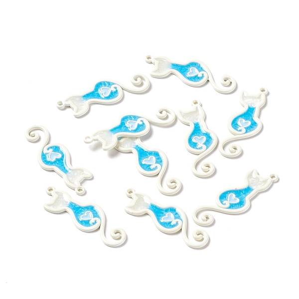 

PandaHall Spray Painted Alloy Enamel Pendants, with Glitter Powder, Cat, Deep Sky Blue, 33x11.5x1.5mm, Hole: 1.4mm Alloy+Enamel Cat Shape