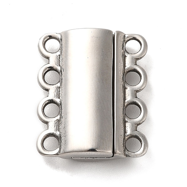 

PandaHall 304 Stainless Steel Multi-Strands Magnetic Slide Clasps, 4-Strand, 8-Hole, Rectangle, Stainless Steel Color, 22x18.5x6mm, Hole...