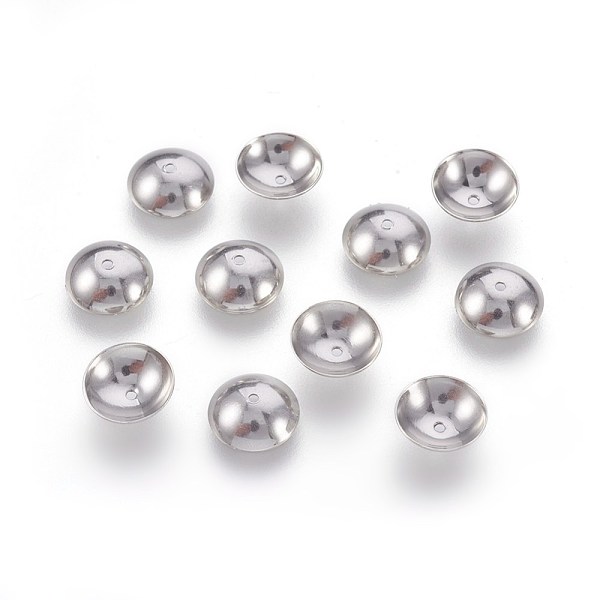 

PandaHall 201 Stainless Steel Bead Caps, Apetalous, Stainless Steel Color, 8x2.4mm, Hole: 0.8mm 201 Stainless Steel