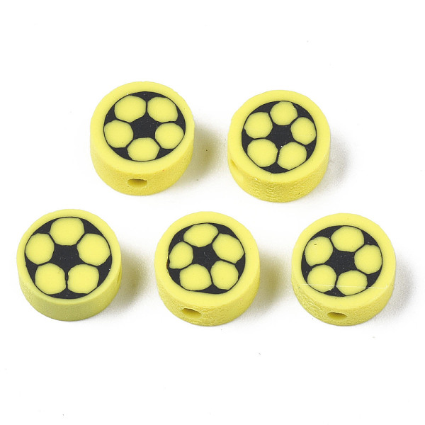 PandaHall Handmade Polymer Clay Beads, for DIY Jewelry Crafts Supplies, Flat Round, Yellow, 9.5x4.5mm, Hole: 1.8mm Polymer Clay Flat Round...