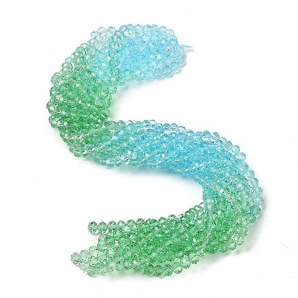 

PandaHall Transparent Painted Glass Beads Strands, Faceted, Rondelle, Colorful, 8x6.5mm, Hole: 1mm, about 63pcs/strand, 16.14''(41cm) Glass...