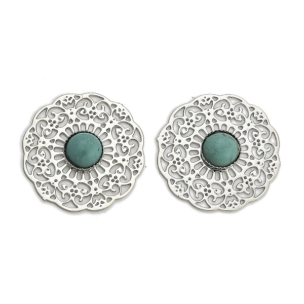 Brass Synthetic Turquoise Cabochons