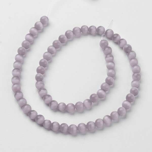 

PandaHall Cat Eye Beads, Round, Thistle, 10mm, Hole: 1mm, about 39pcs/strand, 15 inch Glass Round Purple