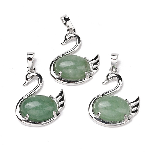

PandaHall Natural Green Aventurine Pendants, with Platinum Tone Brass Findings, Cadmium Free & Lead Free, Swan, 32x25x7.3mm, Hole: 8mm Green...