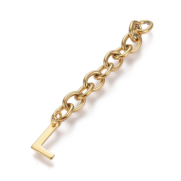 

PandaHall 304 Stainless Steel Chain Extender, with Cable Chain and Letter Charms, Golden, Letter.L, Letter L: 11x8.5x0.7mm, 67.5mm, Link...