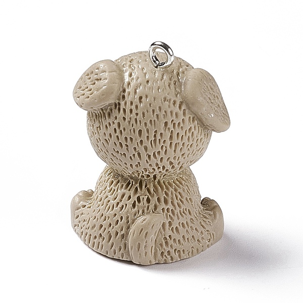 

PandaHall Opaque Resin Pendants, 3D Dog Charms, with Platinum Tone Iron Loops, Dark Khaki, 30.5x21.5x20mm, Hole: 2mm Iron+Resin Dog