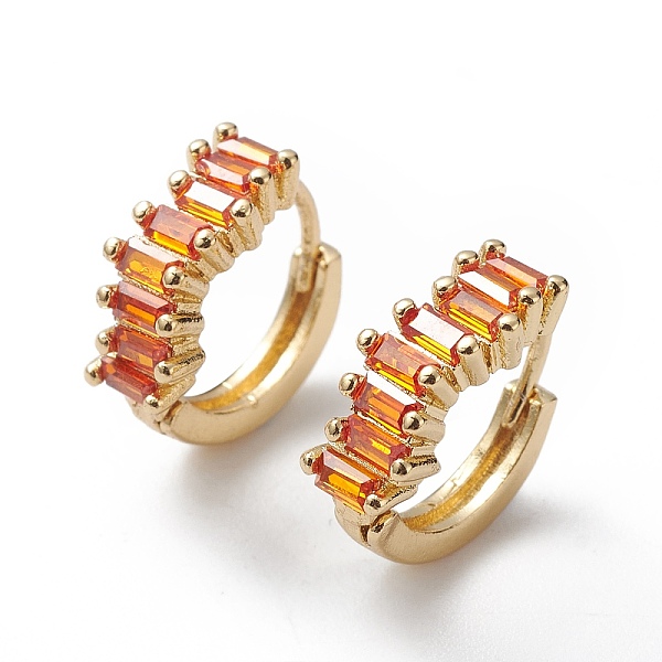

PandaHall Orange Cubic Zirconia Rectangle Hoop Earrings, Brass Jewelry for Women, Cadmium Free & Lead Free, Real 18K Gold Plated...