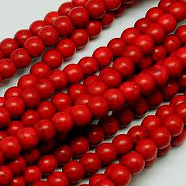 

PandaHall 1 Strand Synthetic Turquoise Round Beads Strands, Dyed, Crimson, 8mm, Hole: 1mm, about 50pcs/strand, 15.35 inch Synthetic..., Pink