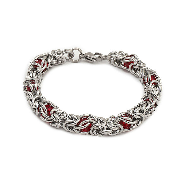 

PandaHall 201 Stainless Steel Rope Chain Bracelets, Red, 8-1/2 inch(21.5cm), Wide: 10mm 201 Stainless Steel Red