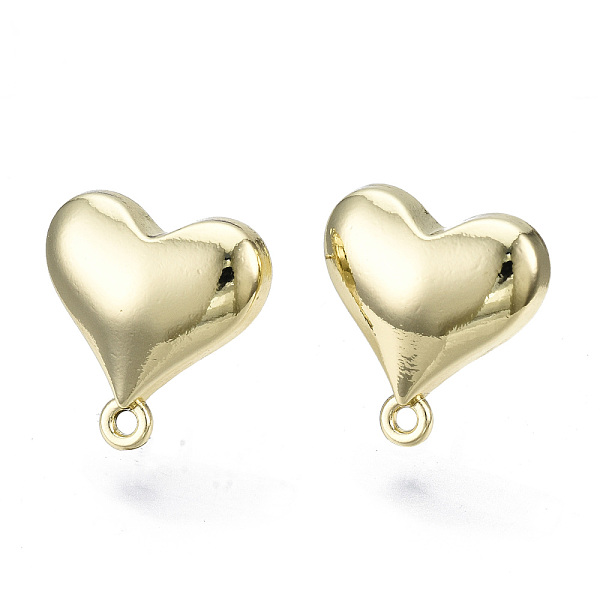 

PandaHall Alloy Stud Earring Findings, with Loop and Steel Pin, Heart with Plastic Protective Sleeve, Light Gold, 14.5x14mm, Hole: 1mm, Pin...