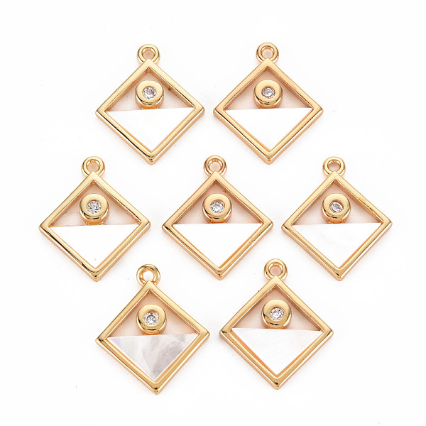 

PandaHall Natural Shell Pendants, with Brass Findings and Crystal Rhinestone, Long-Lasting Plated, Cadmium Free & Lead Free, Rhombus, Light...