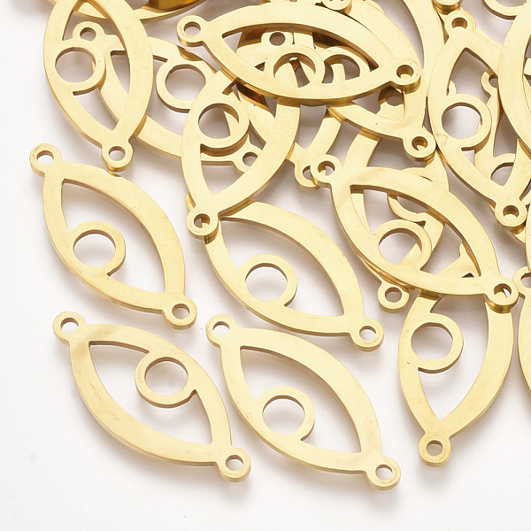 

PandaHall 201 Stainless Steel Links connectors, Laser Cut Links, Eye, Golden, 11x25x1mm, Hole: 1.5mm 201 Stainless Steel Eye