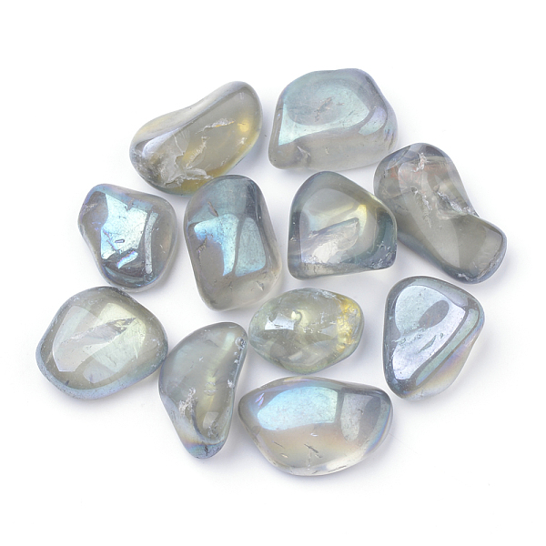 

PandaHall Vacuum Plating Natural Quartz Crystal Beads, Tumbled Stone, Nuggets, No Hole, Aqua, 17~29x12~25x7~18mm Quartz Crystal Nuggets Cyan
