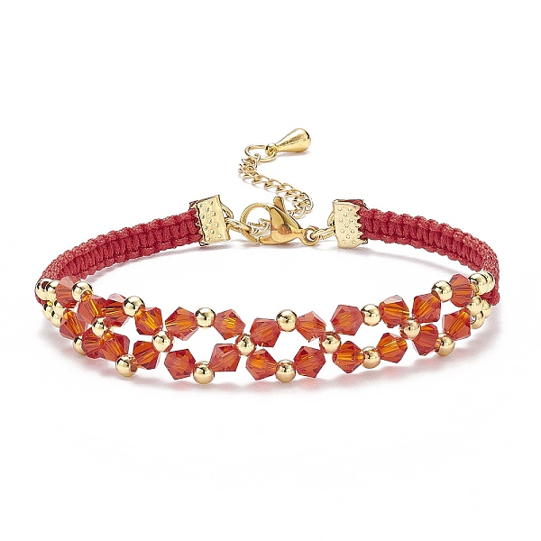 

PandaHall Glass Braided Flower Link Bracelet for Women, Red, 7-3/8 inch(18.6cm) Glass Red