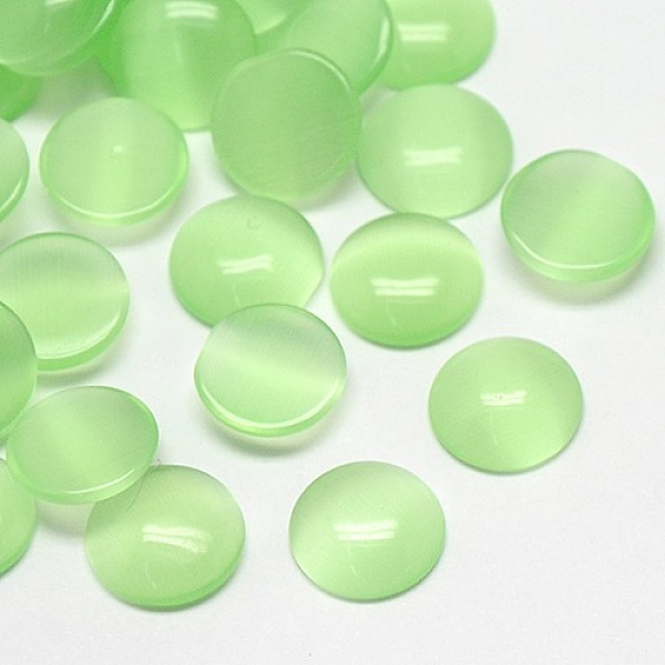 

PandaHall Cat Eye Cabochons, Half Round, Pale Green, 6x2mm Glass Half Round