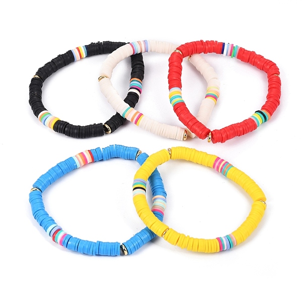 Handmade Polymer Clay Heishi Beads Stretch Bracelets