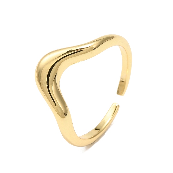 

PandaHall Brass Open Cuff Ring for Woman, Real 18K Gold Plated, US Size 6 1/2(16.9mm) Brass