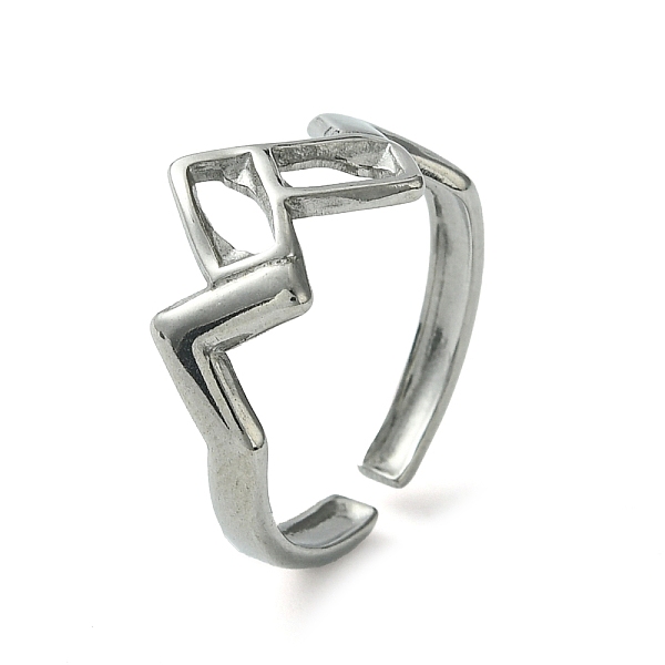 

PandaHall 304 Stainless Steel Open Cuff Ring, Hollow Rectangle, Stainless Steel Color, Inner Diameter: 17mm 304 Stainless Steel Rectangle