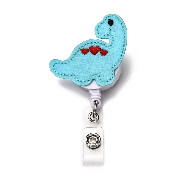 

PandaHall Dinosaur Felt & ABS Plastic Badge Reel, Retractable Badge Holder, with Iron Alligator Clip, Platinum, Cyan, 95mm, Dinosaur...