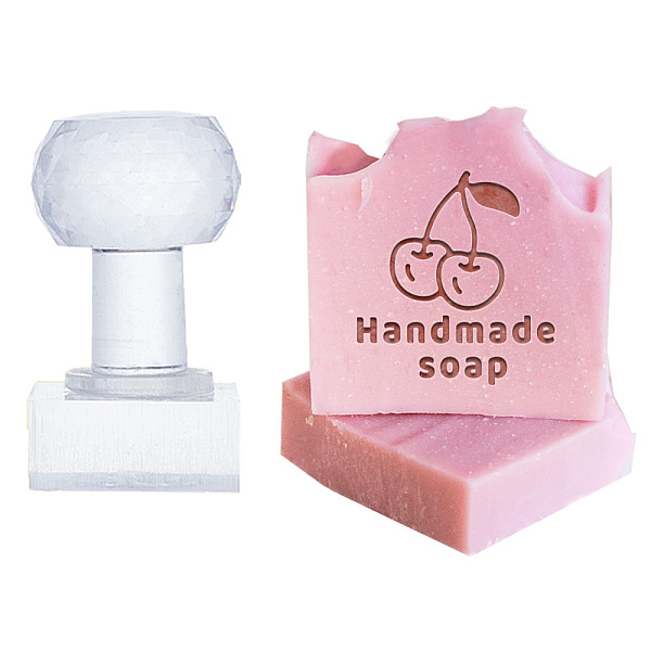 

PandaHall PH Cherry Soap Stamp Handmade Soap Stamp Acrylic Soap Stamp Rectangle Soap Chapter Imprint Stamp with Handle for Wedding DIY Arts..., Clear