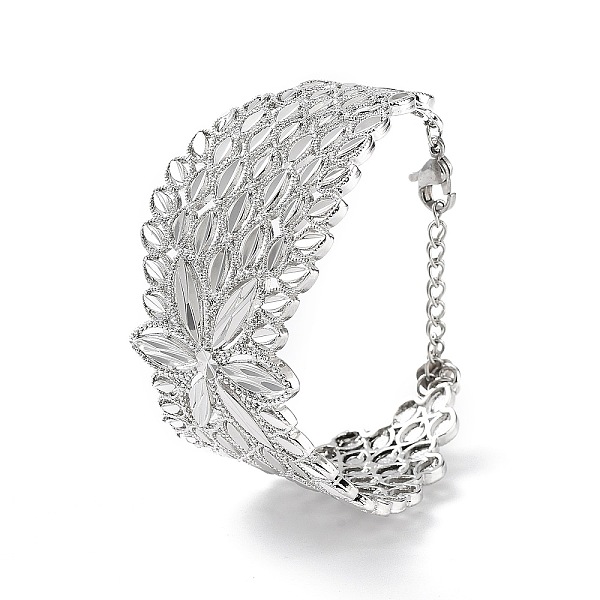 

PandaHall Rack Plating Brass Vintage Court Hollowed-out Flower Design Cuff Bangles for Women, Lead Free & Cadmium Free, Platinum, 1-3/8 inch...
