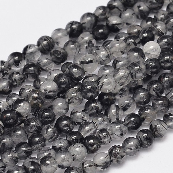 

PandaHall Round Natural Black Rutilated Quartz Beads Strands, Grade AA, 4mm, Hole: 0.8mm, about 100pcs/strand, 15.7 inch Rutilated Quartz...