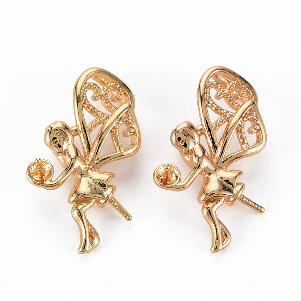 

PandaHall Brass Peg Bails Pendant Links, for Half Drilled Bead, Nickel Free, Fairy, Real 18K Gold Plated, 19.5x11x4.5mm, Hole: 4x2mm, Pin...