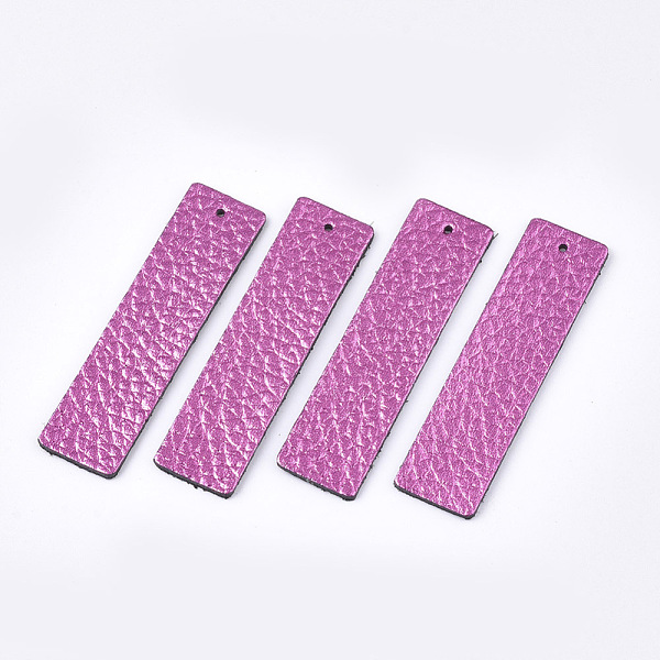 

PandaHall Eco-Friendly Cowhide Big Pendants, Rectangle, Magenta, 50x13x1.5mm, Hole: 1mm Leather Rectangle Pink
