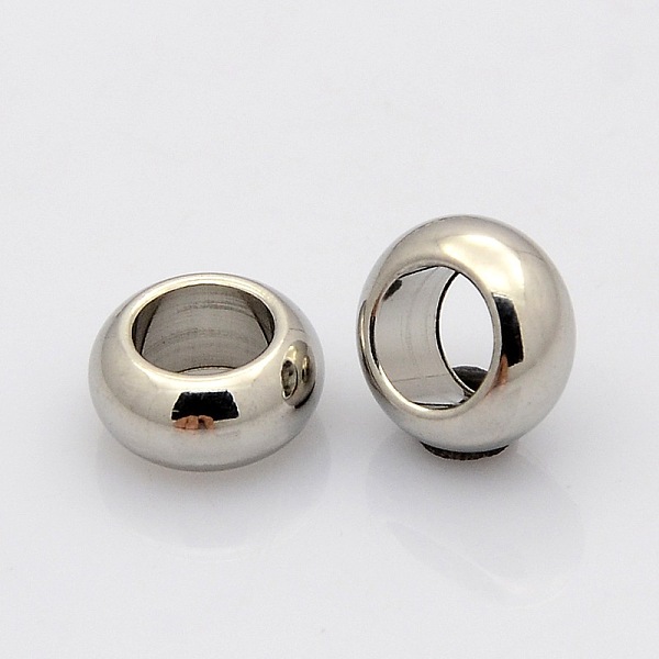

PandaHall Rondelle 304 Stainless Steel Beads, Stainless Steel Color, 10x5mm, Hole: 6mm 304 Stainless Steel Rondelle