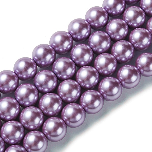 

PandaHall Eco-Friendly Glass Pearl Beads Strands, Grade A, Round, Dyed, Cotton Cord Threaded, Violet, 14mm, Hole: 1.2~1.5mm, about..., Purple