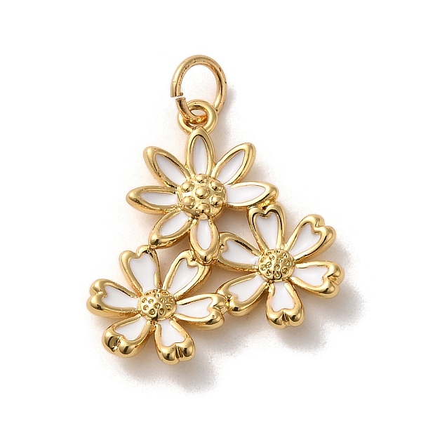 

PandaHall Brass Enamel Pendants, with Jump Rings, Golden, Daisy Charm, White, 18.5x18x3mm, Hole: 3.6mm Brass+Enamel Flower White