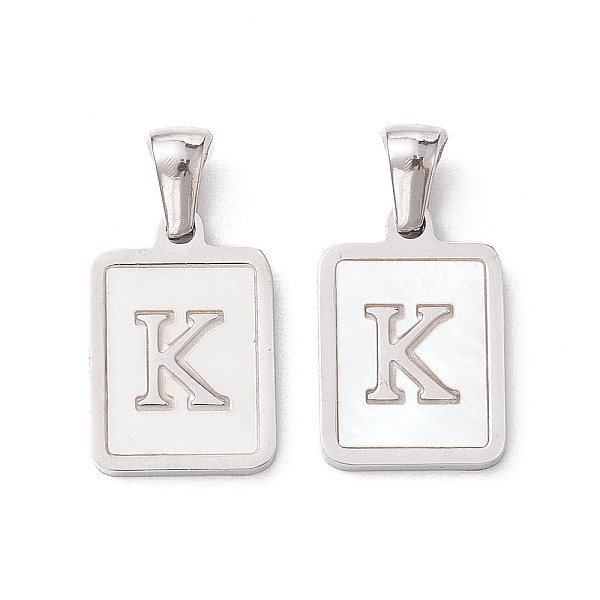 

PandaHall 304 Stainless Steel Pave Shell Pendants, Rectangle Charm, Stainless Steel Color, Letter K, 17.5x12x1.5mm, Hole: 3x5mm Stainless...