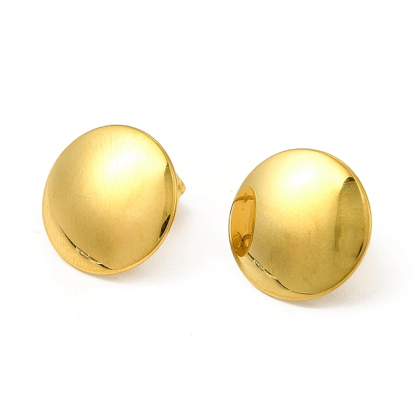 

PandaHall Ion Plating(IP) 304 Stainless Steel Stud Earrings, with Vertical Loops, Flat Round, Real 18K Gold Plated, 15mm, Hole: 3mm, Pin...