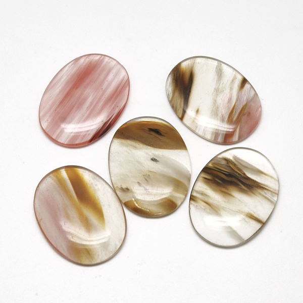 

PandaHall Watermelon Stone Glass Cabochons, Oval, 39~40x29~30x5~8mm Watermelon Stone Oval
