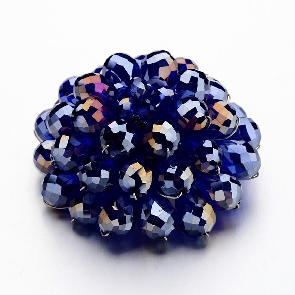 

PandaHall Faceted Glass Flower Big Pendants, with Platinum Tone Brass Findings, Blue, 55~60x25~33mm, Hole: 5mm Brass+Glass Flower Blue