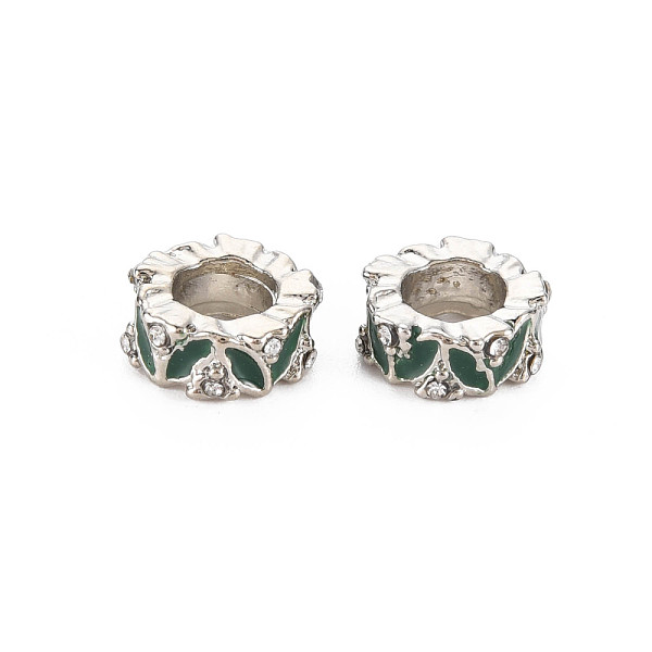 

PandaHall Rack Plating Alloy European Beads, with Rhinestone & Cadet Blue Enamel, Large Hole Beads, Cadmium Free & Nickel Free & Lead Free..., Clear