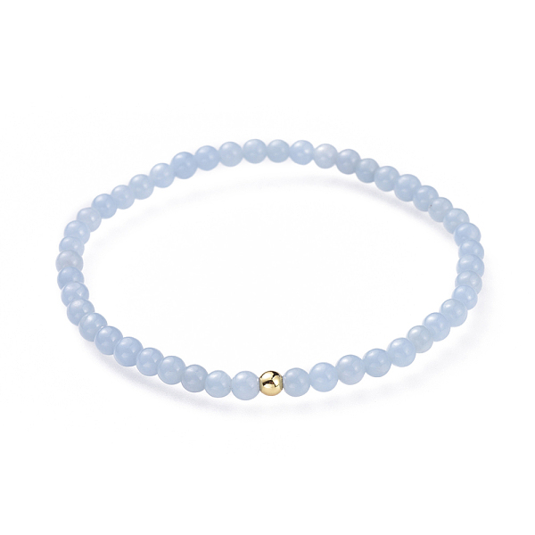 

PandaHall Natural Ang Stretch Bracelets, with Brass Beads, Round, Golden, 2-1/8 inch(5.3cm) Angelite