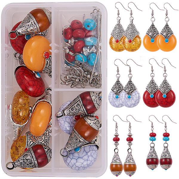 

PandaHall SUNNYCLUE DIY Making, Resin Pendants, Synthetic Turquoise Beads and Brass Earring Hooks, Mixed Color, Cartons: 11.5x7.5x3.3c..., Multicolor