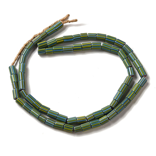 

PandaHall Handmade Nepalese Lampwork Beads, Column with Stripe, Cadet Blue, 6~14x5~8mm, Hole: 1.4~3mm, about 52~78pcs/strand, 25.59~25.98''...