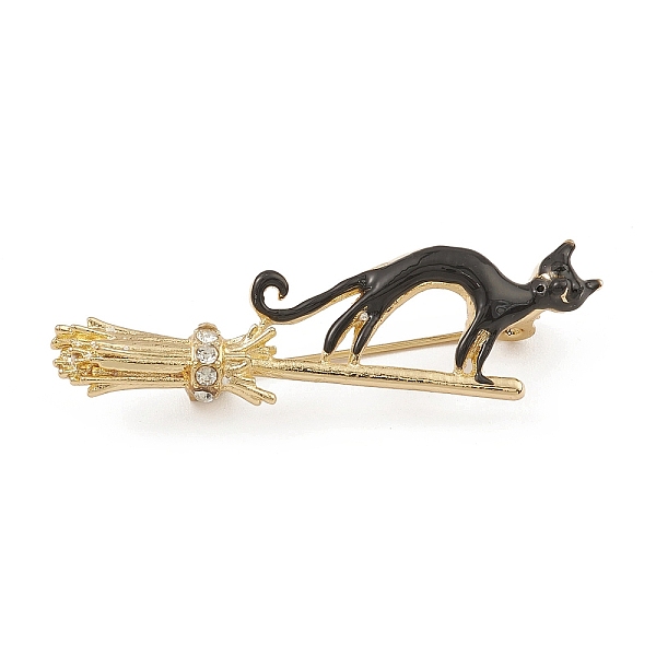 

PandaHall Alloy Rhinestone Brooch Pin, Enamel Cat with Broom, Golden, 19x50.5x10.5mm Alloy+Enamel Cat Shape Black
