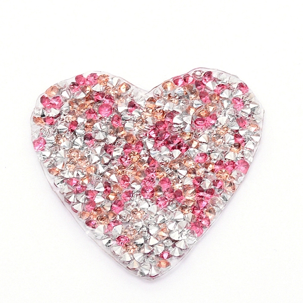 

PandaHall Glitter Hotfix Rhinestone, Hot Melt Adhesive on the Back, Costume Accessories, Heart, Light Rose, 48x50x3mm Resin Rhinestone Heart..., Pink