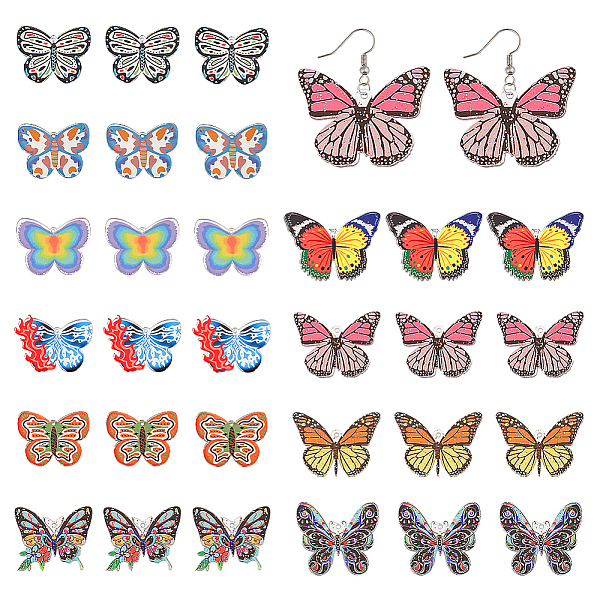 

PandaHall AHADERMAKER 30Pcs 10 Styles Printed Acrylic Pendants, Butterfly, Mixed Color, 27~30.5x34.5~42.5x2~2.5mm, Hole: 1.4~1.7mm..., Multicolor