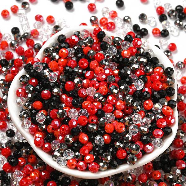 

PandaHall Glass Beads, Faceted, Rondelle, Silver, 4x3mm, Hole: 0.4mm, about 6800pcs/500g Glass Rondelle Silver