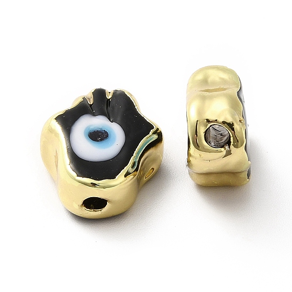 

PandaHall Handmade Evil Eye Lampwork Beads, with Golden Plated Brass Edge, Long-Lasting Plated, Hamsa Hand, Black, 15~17x11.5~12.5x5~5.5mm...