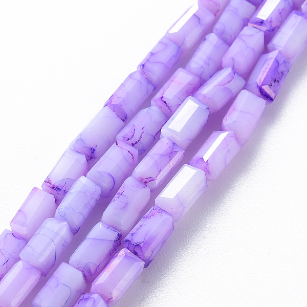 

PandaHall Opaque Baking Painted Crackle Glass Beads Strands, Cuboid, Faceted, Medium Orchid, 6.5x3.5x3.5mm, Hole: 1mm, about 60pcs/strand...
